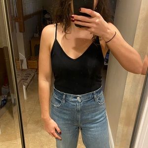 Black Ribbed Tank V-neck Bodysuit - NWT